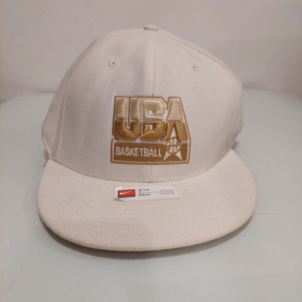 Nike Gold Medal Dream Team USA Basketball White Hat Vintage 7 7/8 63 cm